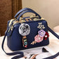 High-End Embroidered Soft Leather Women's Bag Large Capacity Commuter Contrast Color Small Square Bag Cloud Pattern Daily Use