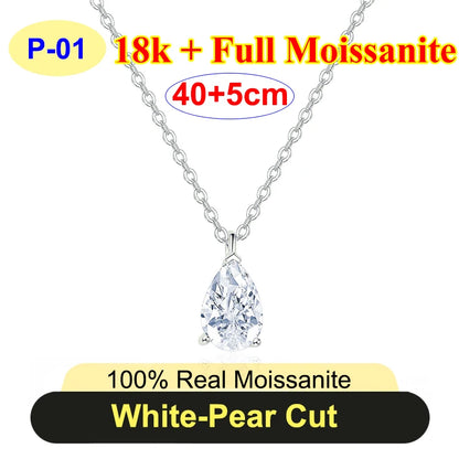 PureNew 1-5ct Classic Full Moissanite Necklace For Women S925 Silver Plated 18k Gold D Color VVS1 Women's Moissanite Chain Gift