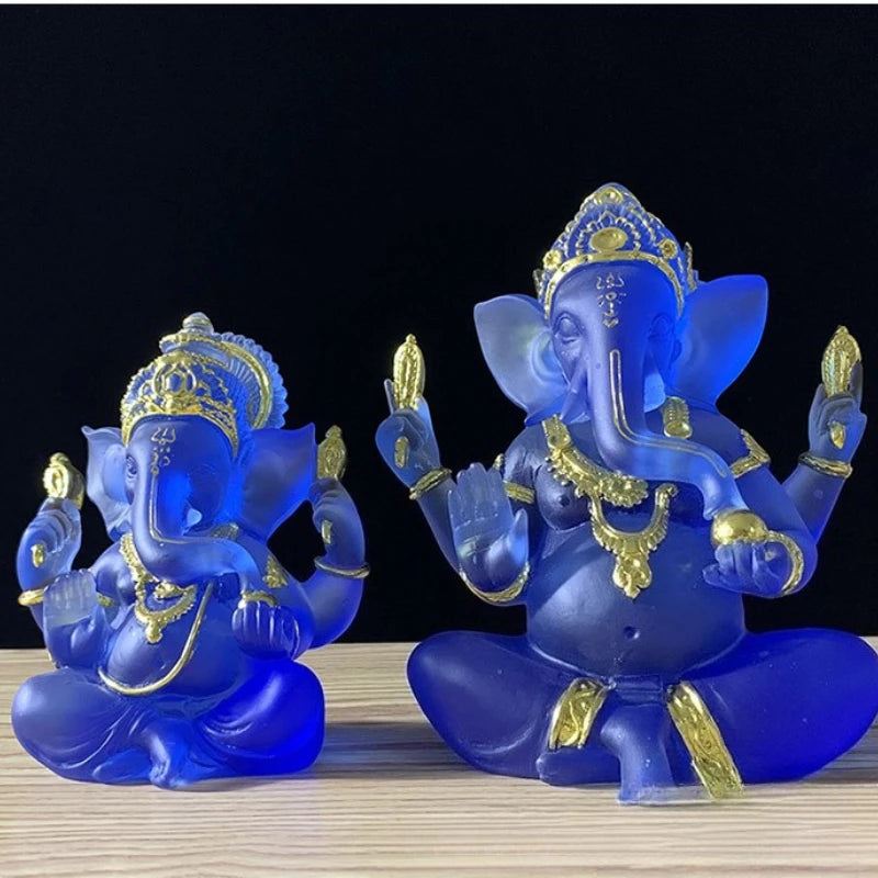 Handmade Resin Lord Ganesha Statue Elephant God Ganpati Figurine for Home Altar Hindu Decor Prosperity Gift