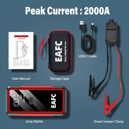 Power Bank 2000A/600A 12V Car Battery Jump Starter Portable Charger Petrol Diesel Auto Starting Device Booster Emergency Starter