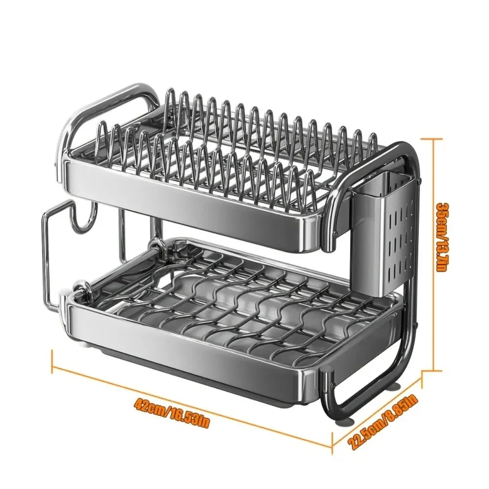 New C Type Dish Drying Rack 304 Stainless Steel Rustproof Kitchen Organizer Rack Bowl Drain Rack Kitchen Storage Shelf