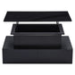 High‑Gloss Black Coffee Table 90×55×41cm, App‑Controlled RGB LED Light, Handle‑Less Click‑to‑Open Drawers, Silent‑Glide Extendable Top with Hidden Storage, Particle Board Multi‑Function Living Room Table Max L
