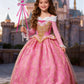 Girl Aurora Princess Dress Children Luxurious Cosplay Costume Rose Pink Briar Rose Outfit Kids Carnival Birthday Party Clothing