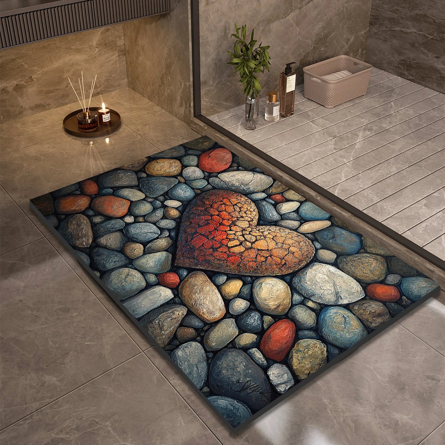 Stone Design Diatomite Bath Mat Bathroom Non-slip Shower Foot Mats Absorbent Quick Dry Toilet Rugs Carpet Doormat Washable