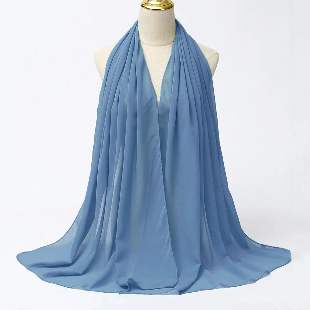 Muslim Chiffon Hijabs For Woman Long Solid Color Head Wrap For Women Shawls Scarves Ladies Muslim Veil Hijab