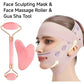 3-Piece Face Sculpting Mask&Face Massage Roller&Gua Sha Tool,Reusable AdjustableV-shaped Face Bandage,Portable Body Massage Tool