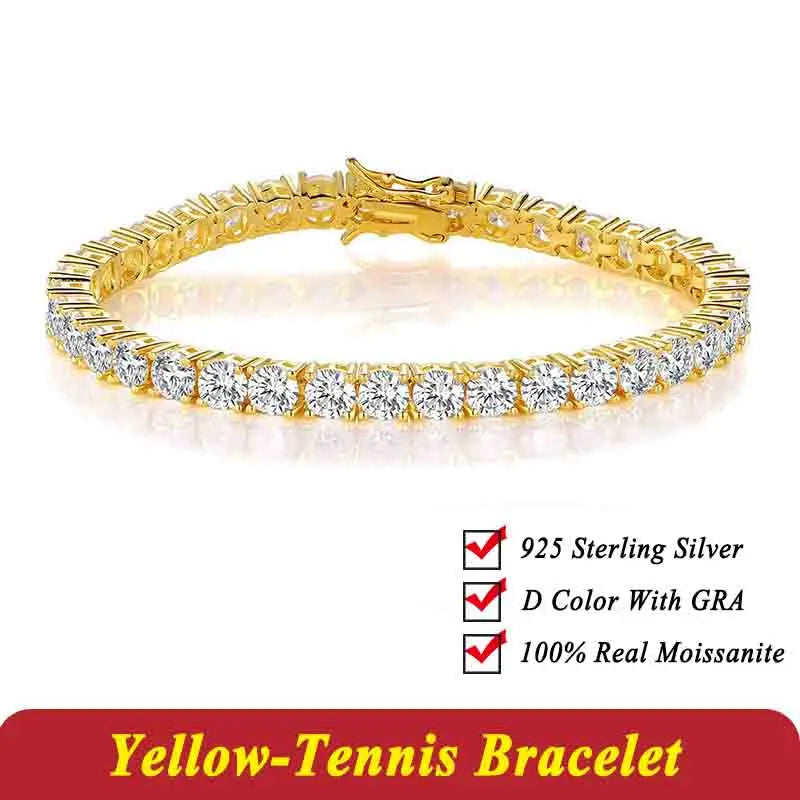 New 2&3&4mm Moisssanite Tennis Bracelet Original 925 Sterling Silver Jewelry Moisssanite Diamond Tennis Chain for Women & Men