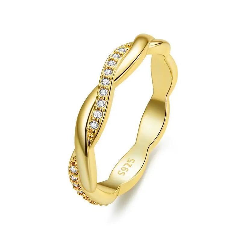 WOSTU Wedding Band Rings for Women 925 Sterling Silver AAA Zircon Stackable Engagement Crossed Rings Simple Jewelry Party Gift