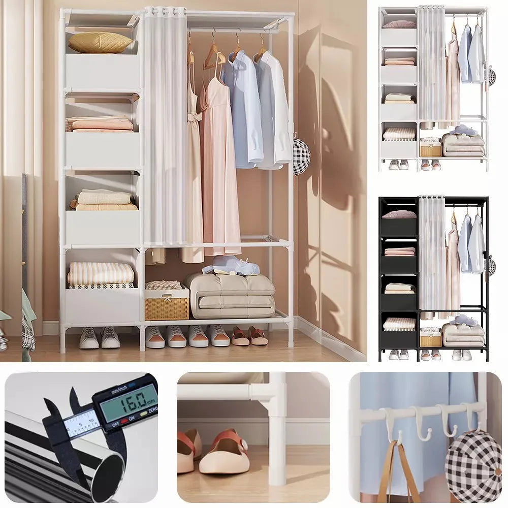 Heavy Duty Metal Clothes Rails Storage Garment Shelf Hanging Rack Display Stand+