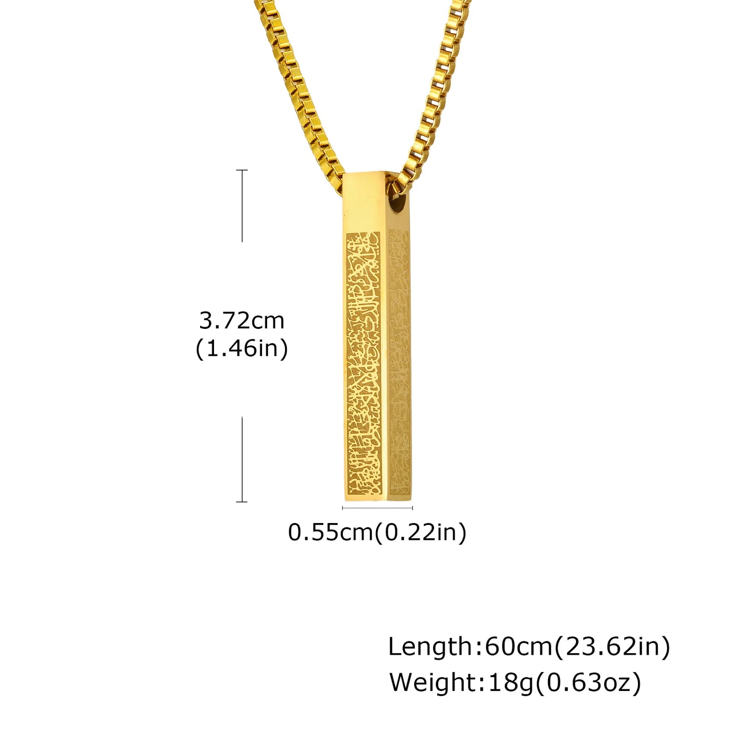 Allah Arabic Vertical Necklaces for Men Women,Muslim Pendant Ayatul Kursi Necklace,Islam Eid Ramadan Islamic Jewelry Gifts