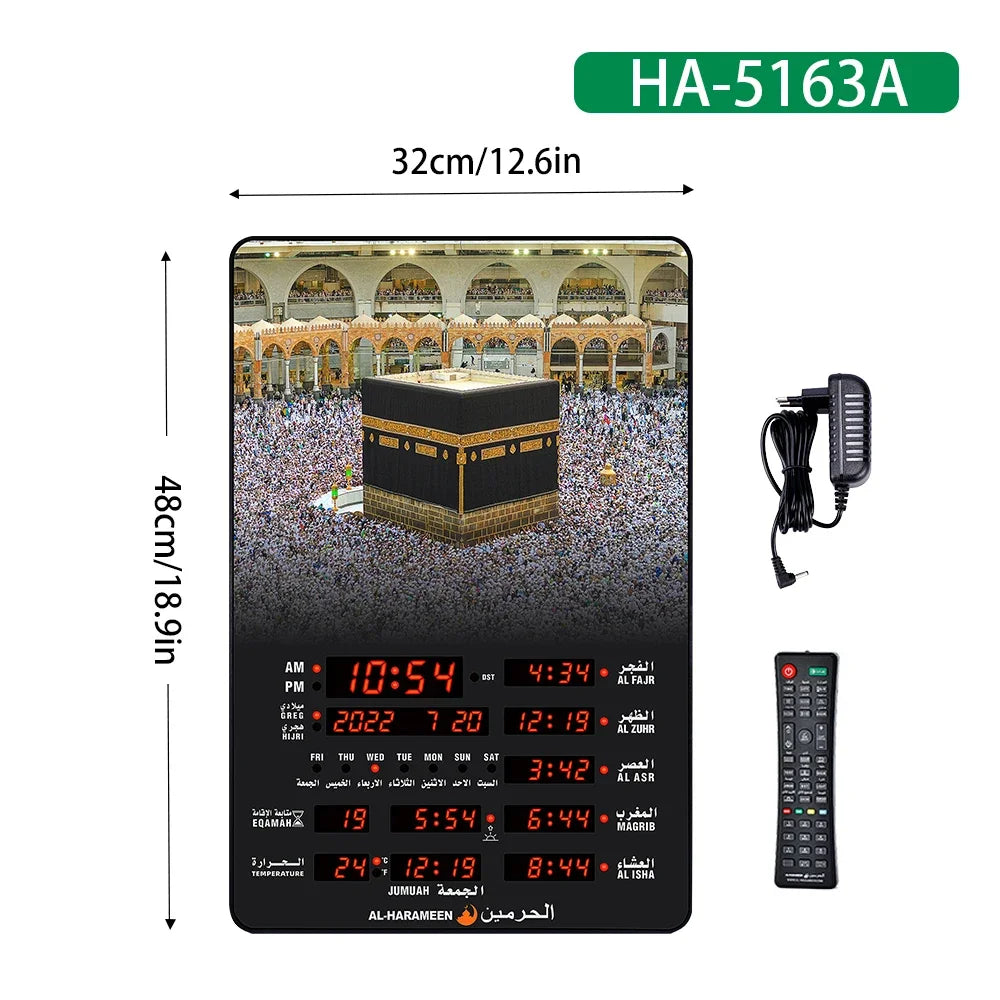 Automatic Prayer Clock LED Digital Wall Clock Islamic Mosque Azan Calendar Muslim Clock+Remote Controller Ramadan Home Decor