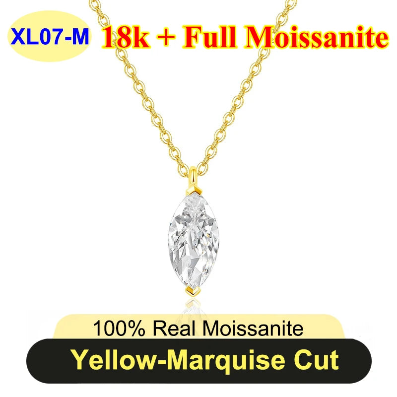 PureNew 1-5ct Classic Full Moissanite Necklace For Women S925 Silver Plated 18k Gold D Color VVS1 Women's Moissanite Chain Gift