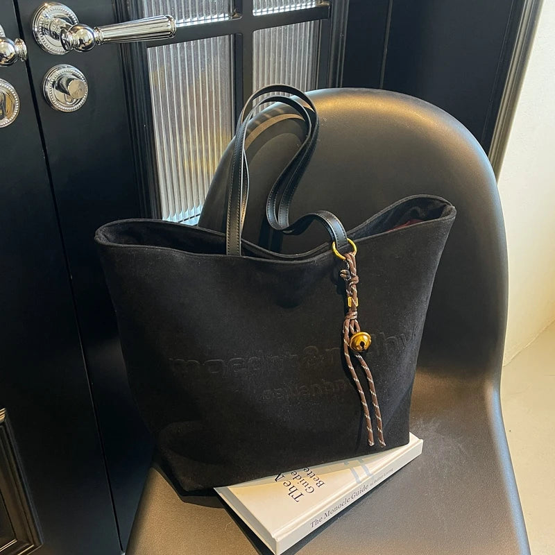 Suede Tote Bag Fashionable Women Shoulder Bag, Designer for Travel Large Capacity Shopping Pocket Office Briefcase New Sac Luxe