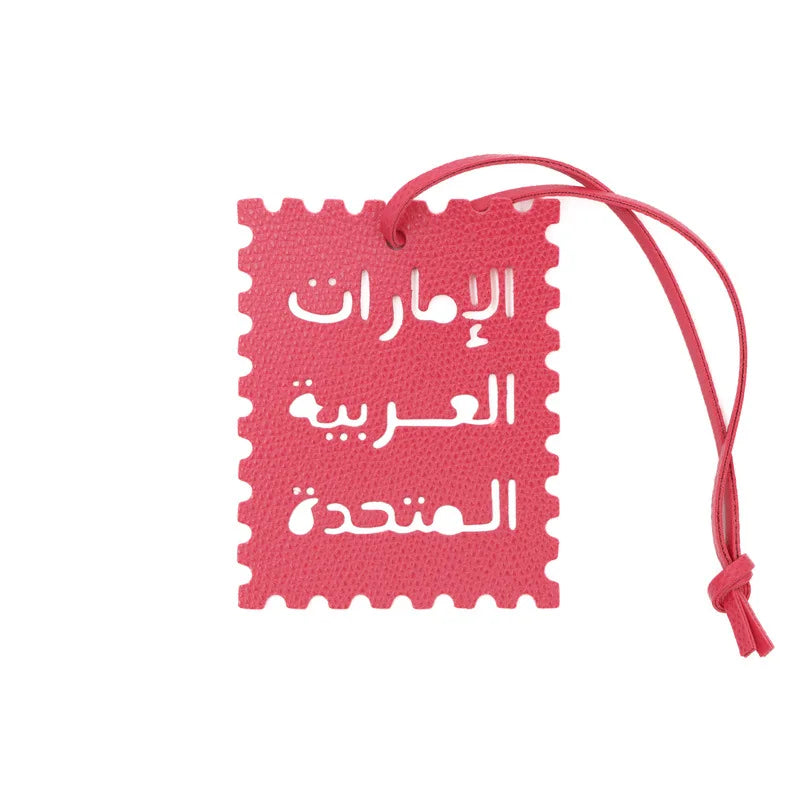 Square Leather UAE Letter Pendant Arabic Travel Label Hanging Ornament Women's Handbag Bag Pendant Personalized Creative Gift