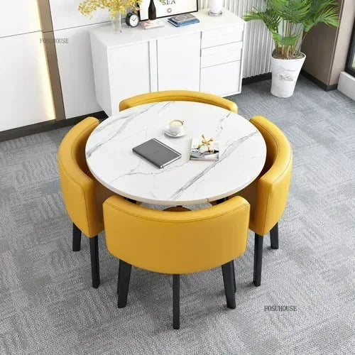 Nordic Round Dining Tables Set for Dining Room Furniture Kitchen Dining Table Set with 4 Chairs Home  Light Luxury Center Tables