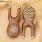 〔San〕Wooden Nose Guasha Massage Tool Brass Bead Handheld Comb Antistatic For Face Nose Eye Relaxation Spot Meridians Acupoint