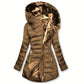 Women's Hooded Fleece Lined Jackets Long Sleeve Cotton Padded Winter Fit Warm Medium Length Coat Zip Up Stylish Women's Clothing