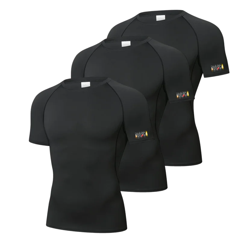 Men's Compression T-Shirt 3-Pack Quick Dry Running Gym Short Sleeve Sport Tops Elastic Breathable Athletic Tees