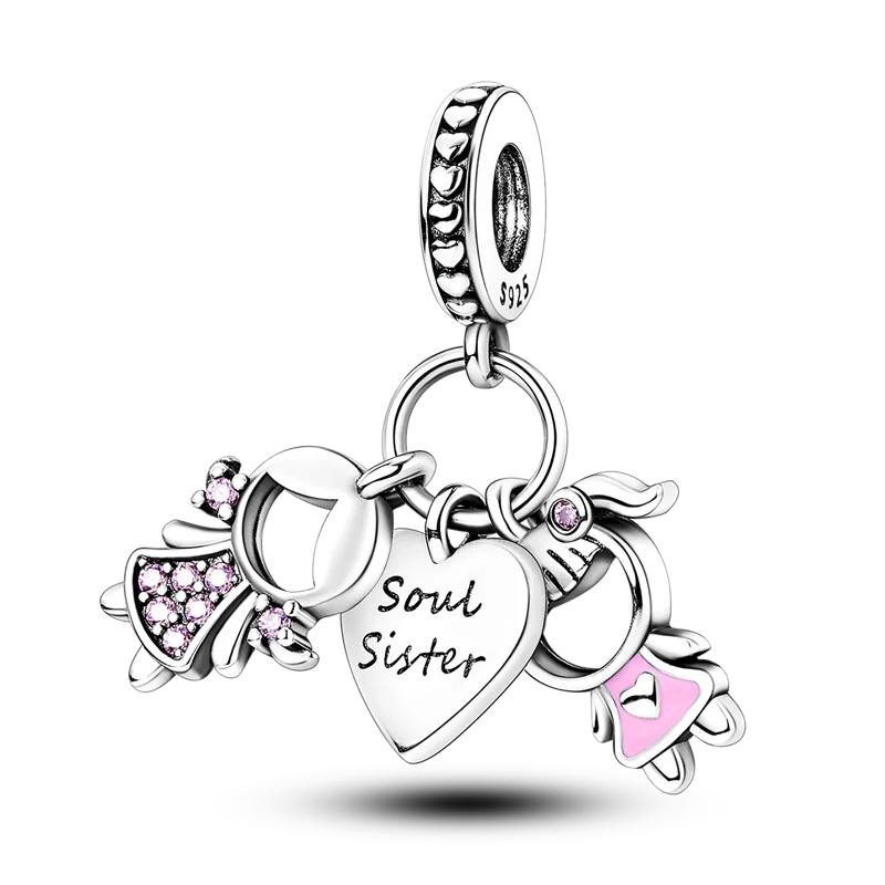 2026 Hot Sale Charms Bead 925 Sterling Sliver Pink Butterfly Luminous Firefly Dangle Fit Bangle Bracelet Necklace DIY Jewelry