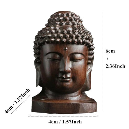 1/2pcs Wooden Sakyamuni Statue 6cm Creative Tathagata Figurine Mahogany Buddha Head India Art Craft