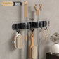 Stainless Steel Mop Broom Holder Wall Mounted No-Drilling Self Adhesive Heavy Duty Utility Storage Rack Garage Garden Organizer