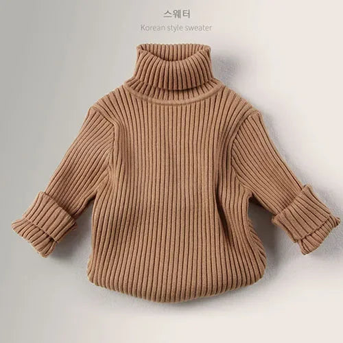 2025 New Autumn Baby Girls Sweater Kids Sweater Winter High Neck Sweater Boys Casual Loose Pullover Sweater Baby Knitted Clothes