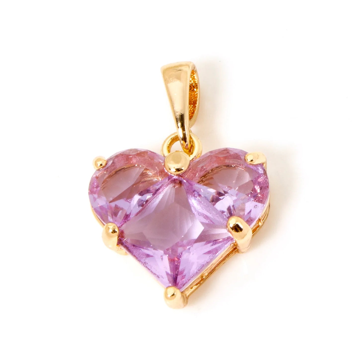 1 Piece Sweet Copper Valentine's Day Charms Gold Color Heart Cubic Zirconia Pendants For DIY Necklace Jewelry Making 20mm x 14mm
