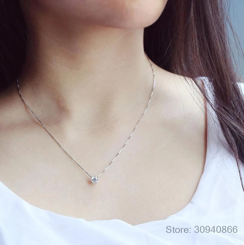 Real 1 Carat D Color Moissanite Pendant Necklace 100% 925 Sterling Silver Sparkling Engagement Wedding Party Fine Jewelry