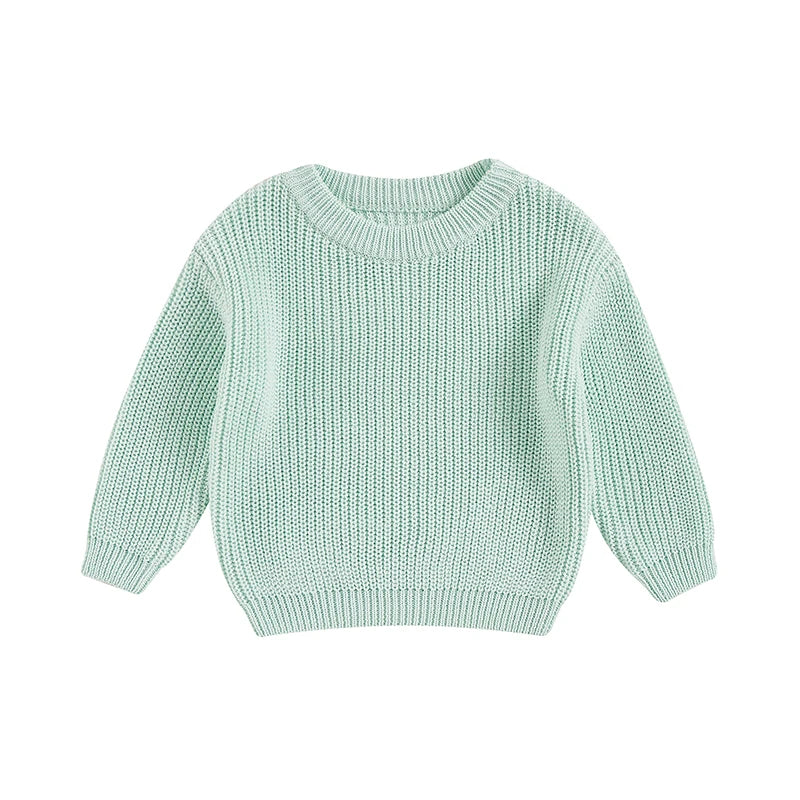 Suefunskry Newborn Baby Girl Boy Knitted Long Sleeve Autumn Winter Sweater Solid Loose Pullover Casual Tops Kids Clothes 0-5Y