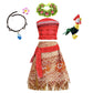 Disney Moana Dress for Kids Girls Princess Vaiana Cosplay Carnival Children Birthday Party Headwear Necklace Pet Pig Chicken Set