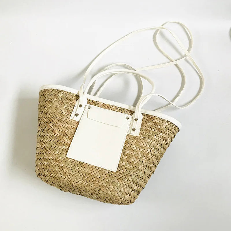 Fashion Handbags Handmade Rattan Basket Bag Designer Wicker Woven Women Summer Beach Straw Shoulder Crossbody Bags Tote Purse