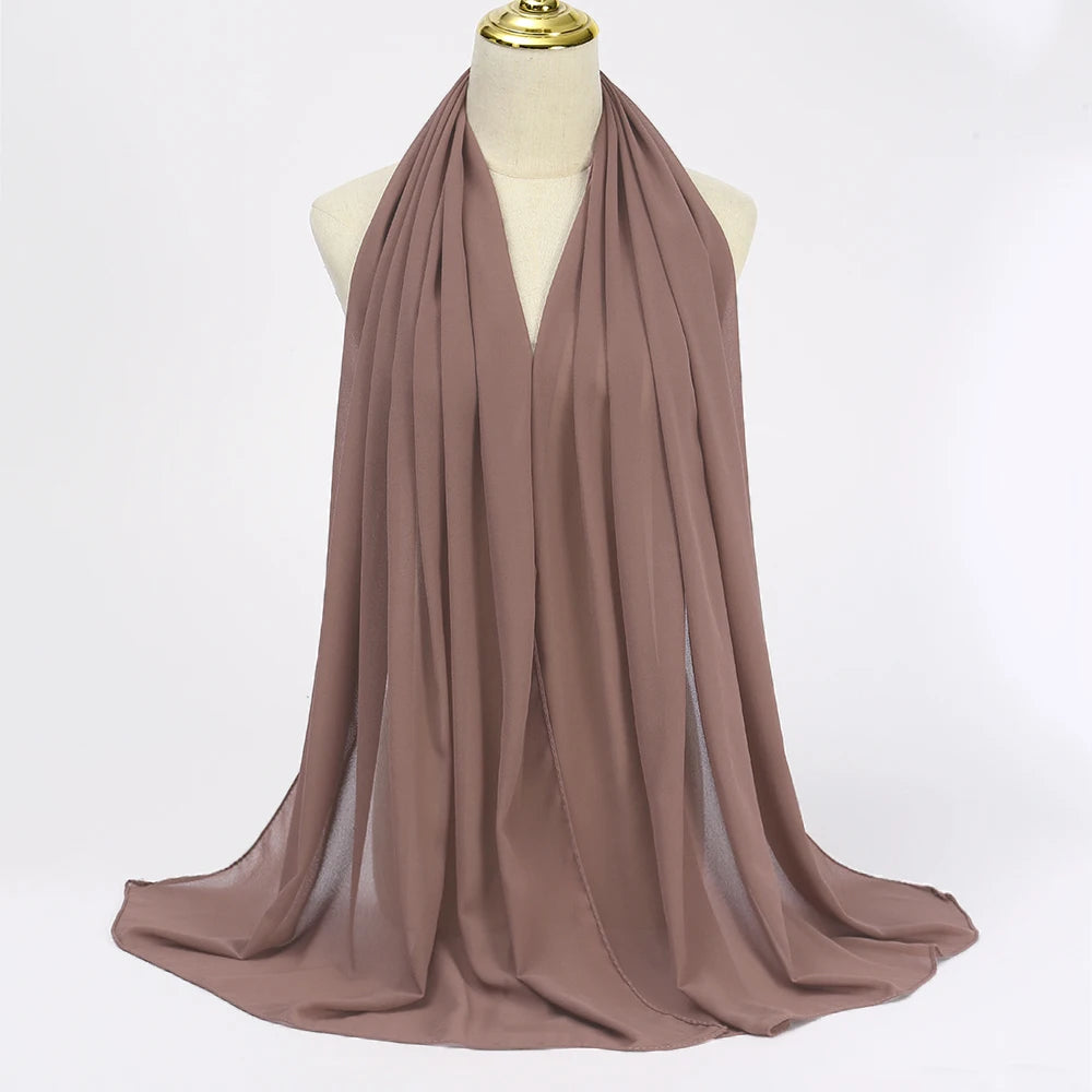 Muslim Chiffon Hijabs For Woman Long Solid Color Head Wrap For Women Shawls Scarves Ladies Muslim Veil Hijab