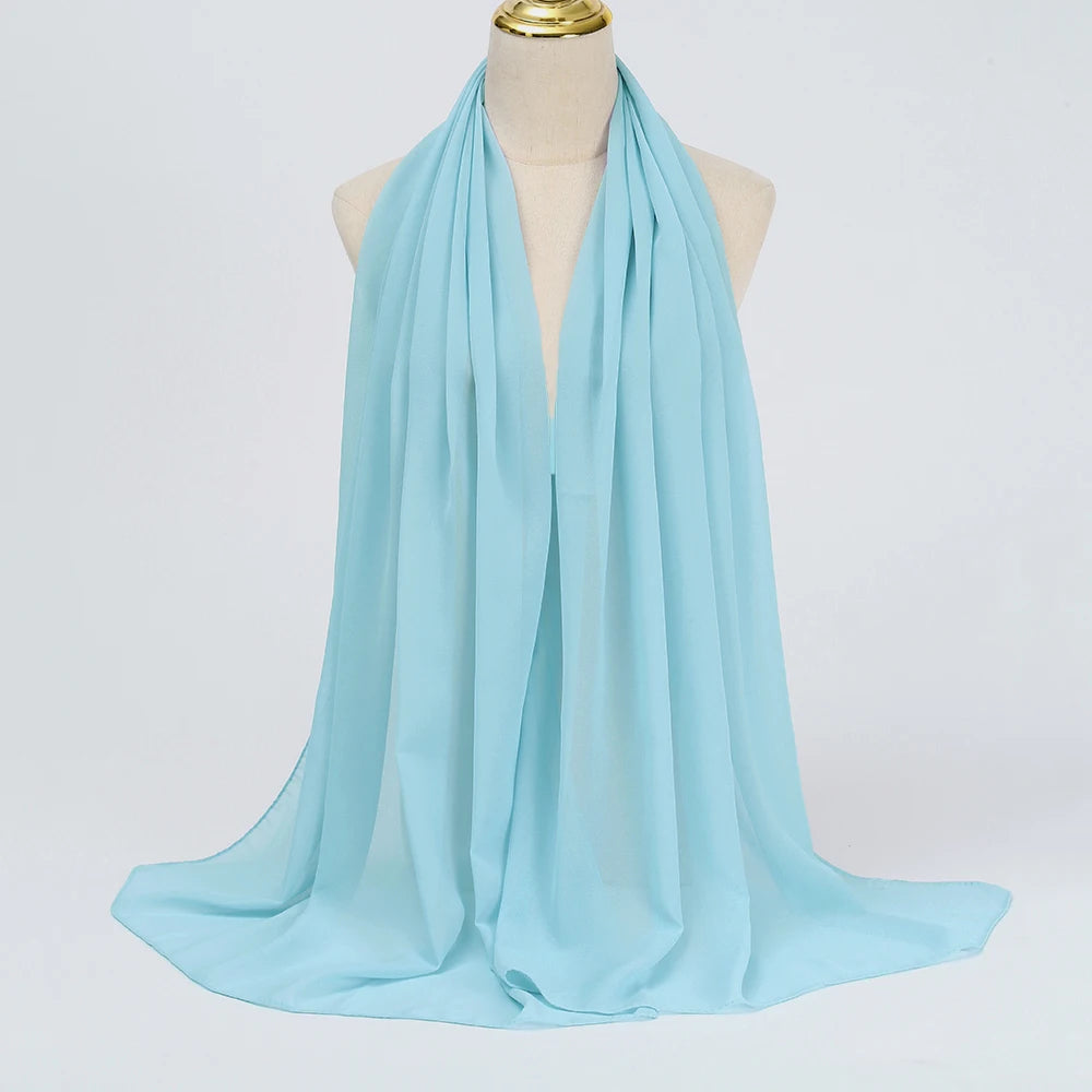 Muslim Chiffon Hijabs For Woman Long Solid Color Head Wrap For Women Shawls Scarves Ladies Muslim Veil Hijab