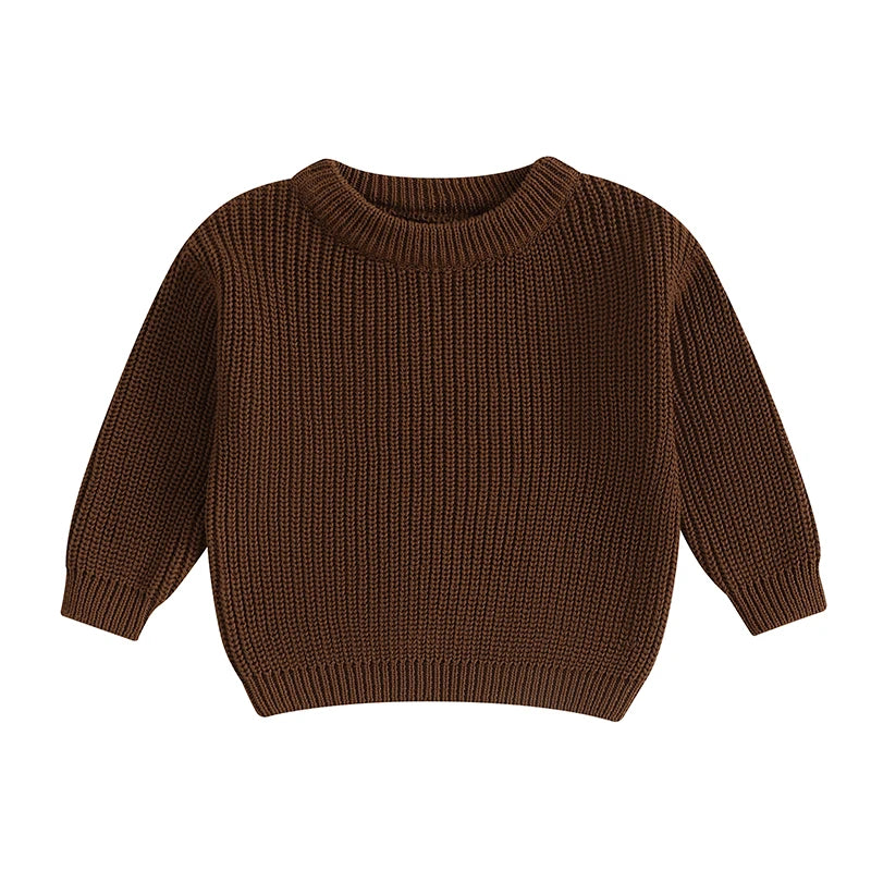 Suefunskry Newborn Baby Girl Boy Knitted Long Sleeve Autumn Winter Sweater Solid Loose Pullover Casual Tops Kids Clothes 0-5Y