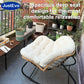 JustEvo Cloud-Like Comfortable Rocking Chair with Extra-Soft Pillow - Outdoor Rattan Garden Furniture for Reading and Relaxation, 4 Petal Support, Modern White Patio Chair.