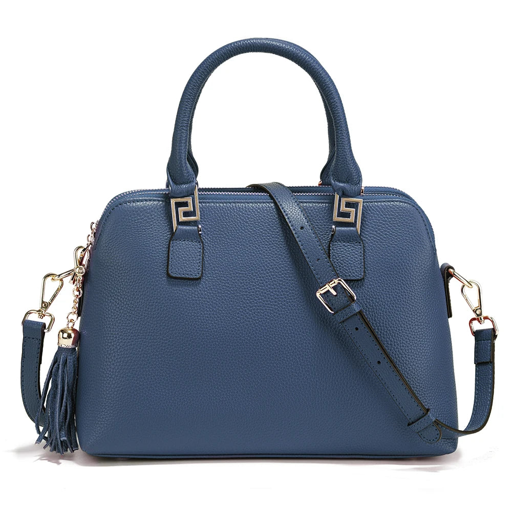 Zency 2025 Winter Women 100% Genuine Leather Shoulder Bag Ladies Crossbody Bag Elegant Tassel Top Handle Bag For Commuters Purse