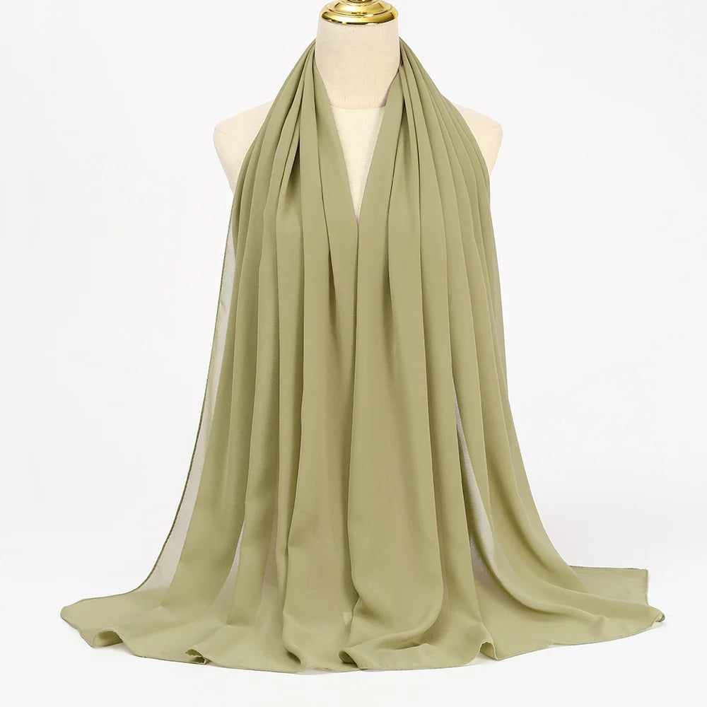 Muslim Chiffon Hijabs For Woman Long Solid Color Head Wrap For Women Shawls Scarves Ladies Muslim Veil Hijab