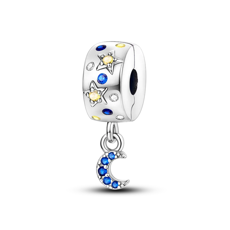 Silver Clasp 925 Sterling Silver CZ Pave Clip Charms Daisy Beads Stopper Safety Chain Fit Original Bangle Bracelet Jewelry Clips
