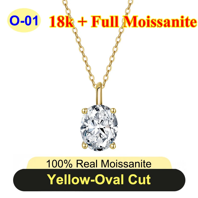 PureNew 1-5ct Classic Full Moissanite Necklace For Women S925 Silver Plated 18k Gold D Color VVS1 Women's Moissanite Chain Gift
