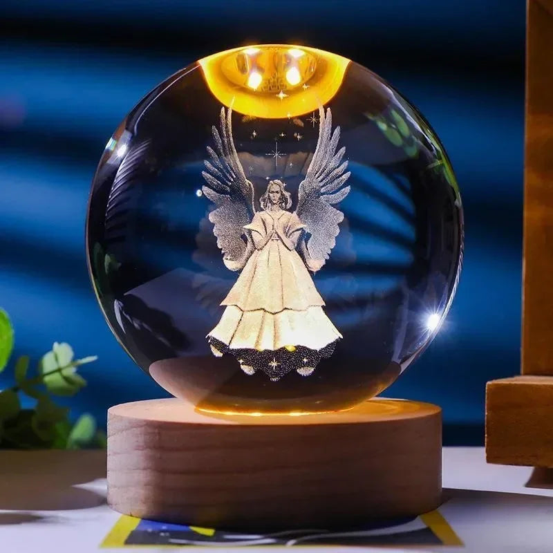 Illuminated Jesus and Virgin Mary Crystal Ball Set with Cross for Devotion rosarios catolicos  jesus christ
