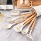 Silicone Kitchen Utensils Set 12-Piece, Heat Resistant, BPA Free, Wooden Handles & Storage Bucket for Non-Stick Cookware, Baking & Cooking