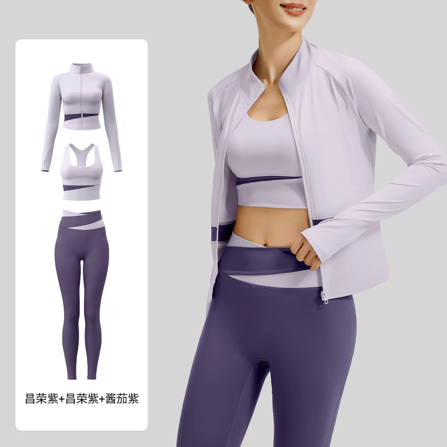 Yoga Set 3PCS Gym Clothes Sportswear Yoga Suits For Women Long Sleeve Crop Top Fitness Set Tracksuits Sports Bra Gym Leggings