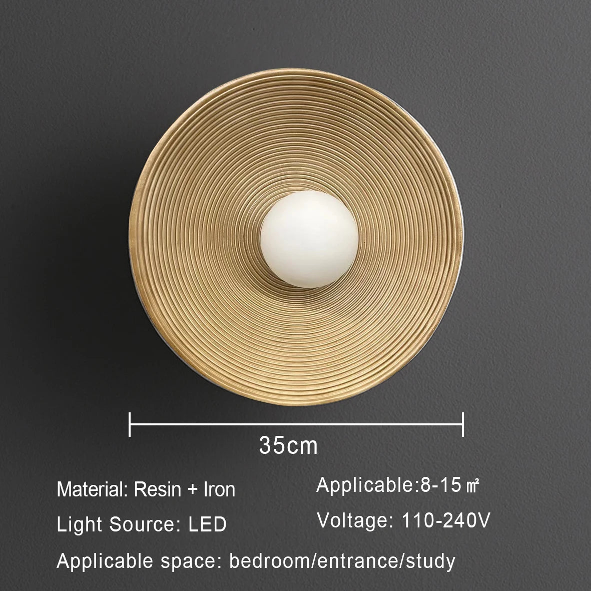 Nordic Creative Retro Round Wall Lamp Wabi-sabi Resin Sconces for Living Room Bedroom Bedside Hotel Corridor Decor Lighting