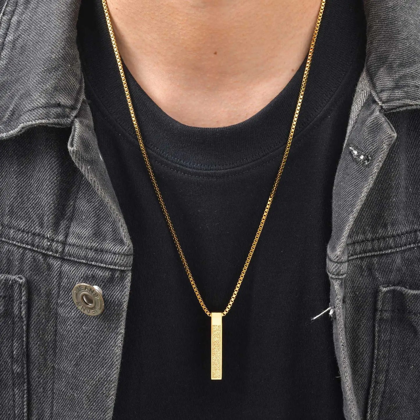 Allah Arabic Vertical Necklaces for Men Women,Muslim Pendant Ayatul Kursi Necklace,Islam Eid Ramadan Islamic Jewelry Gifts