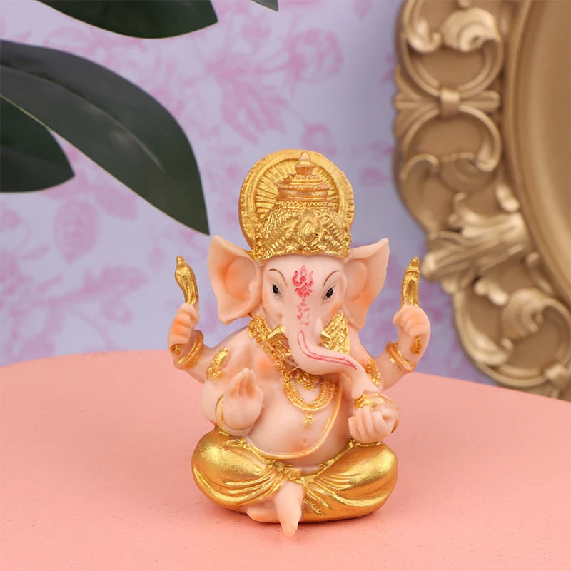 Resin Bar Counter Cashier Desktop DIY Home Decoration Gold Lord Ganesha Buddha Statue Elephant God Sculptures Ganesh Figurines