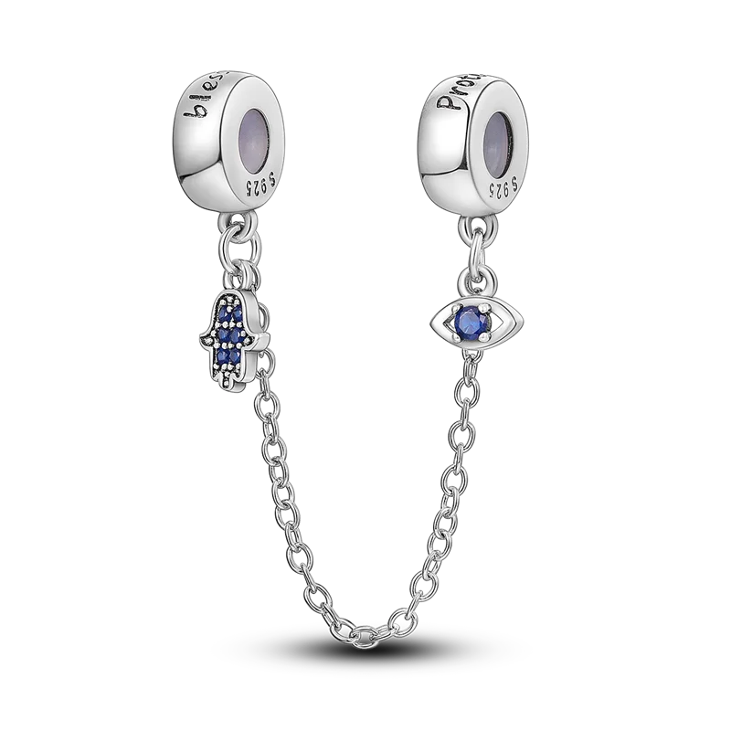 Silver Clasp 925 Sterling Silver CZ Pave Clip Charms Daisy Beads Stopper Safety Chain Fit Original Bangle Bracelet Jewelry Clips