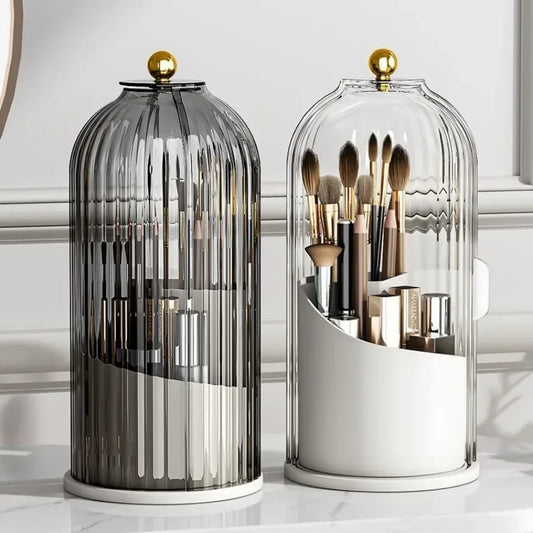 2026 360° Dressing Table Pen Holder Lipstick Storage Rack  Rotating Makeup Brush Storage Tube Dust-proof Partition Storage Box