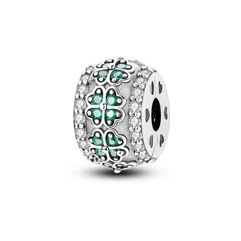 Silver Clasp 925 Sterling Silver CZ Pave Clip Charms Daisy Beads Stopper Safety Chain Fit Original Bangle Bracelet Jewelry Clips