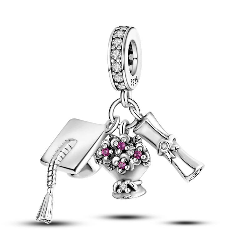 2026 Hot Sale Charms Bead 925 Sterling Sliver Pink Butterfly Luminous Firefly Dangle Fit Bangle Bracelet Necklace DIY Jewelry
