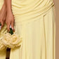 Sexy Long Bridesmaid Dresses A Line Side Split Customized Spaghetti Straps V Neck Yellow Chiffon Wedding Party Dress